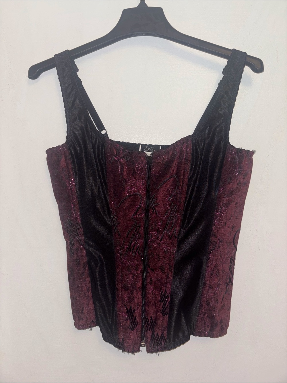 Women’s Burgundy and Black Corset Tank Top